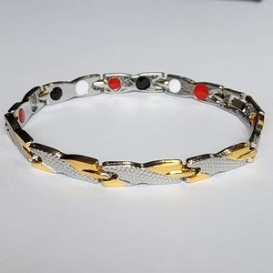 Unisex Gold & Silver Tone Magnetic Bracelet